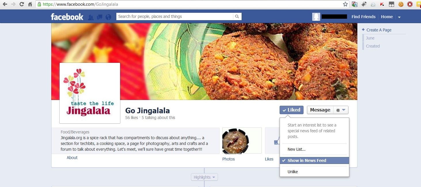 Cooking-jingalala-facebook updates