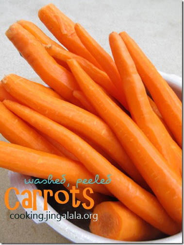 carrots washed and peeled for making carrot halwa